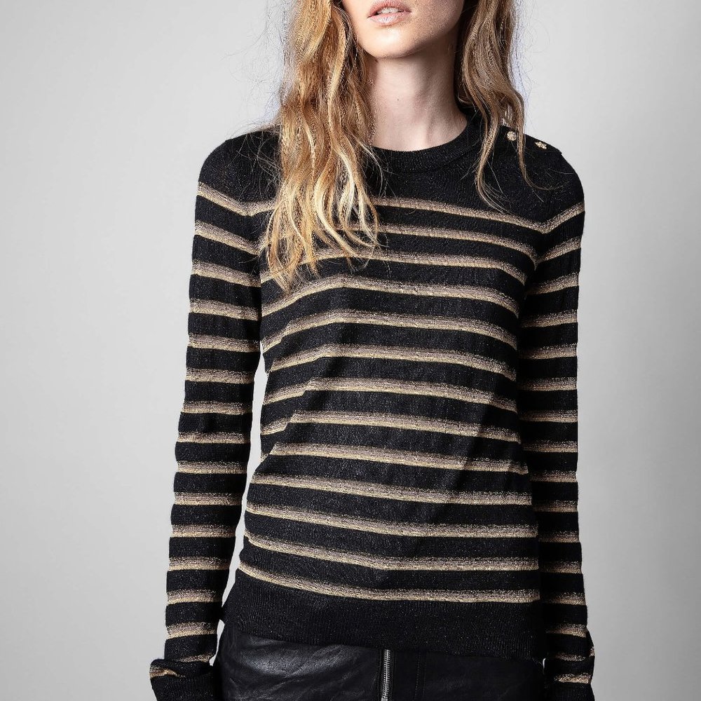 Zadig & Voltaire Miss stripes metallic sweater